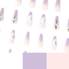 ( Buy 1 Get 2 ) Women Fashion Gradient Purple White Petal Rhinestone Wearable False Nails