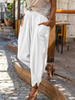 Women Summer Casual Solid Color Wide-Leg Cotton And Linen Loose Pencil Pants