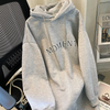 Autumn And Winter Women Loose Solid Color Thickened Letter Printed Long-Sleeved Hoodie Dress