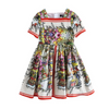 Toddler Kids Girl Fashion Short Sleeve Cotton Full Print Floral Castle Dress