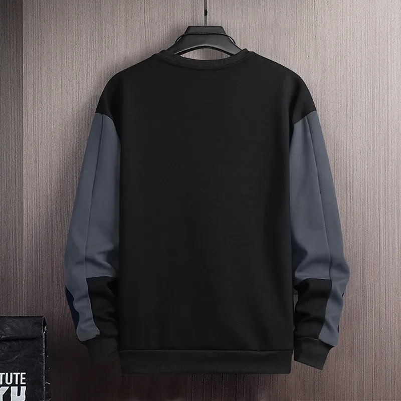 Men Fashion Round Neck Long Sleeve Large Size Loose Color Matching Sweatshirt