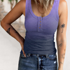 Women'S Fashion Button Rib-Knit Gradient Color Tank Top