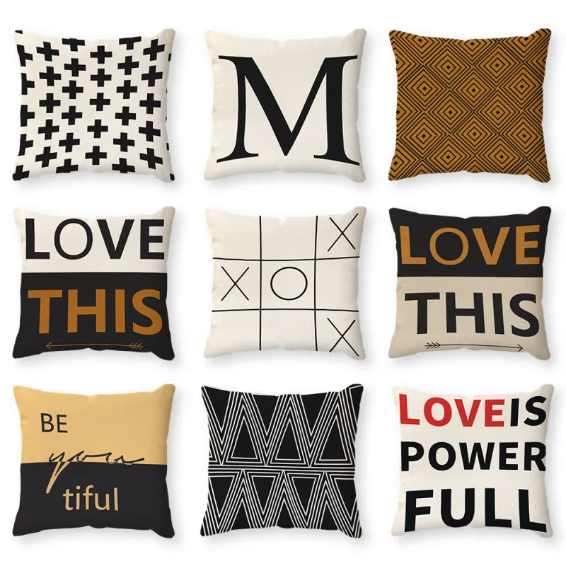 Nordic Simple Style Geometric Pattern Sofa Letter Pillow Cover