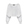 Women Sports Fitness Long-Sleeved Top Breathable Round Neck Solid Yoga Cropped Sweatshirt