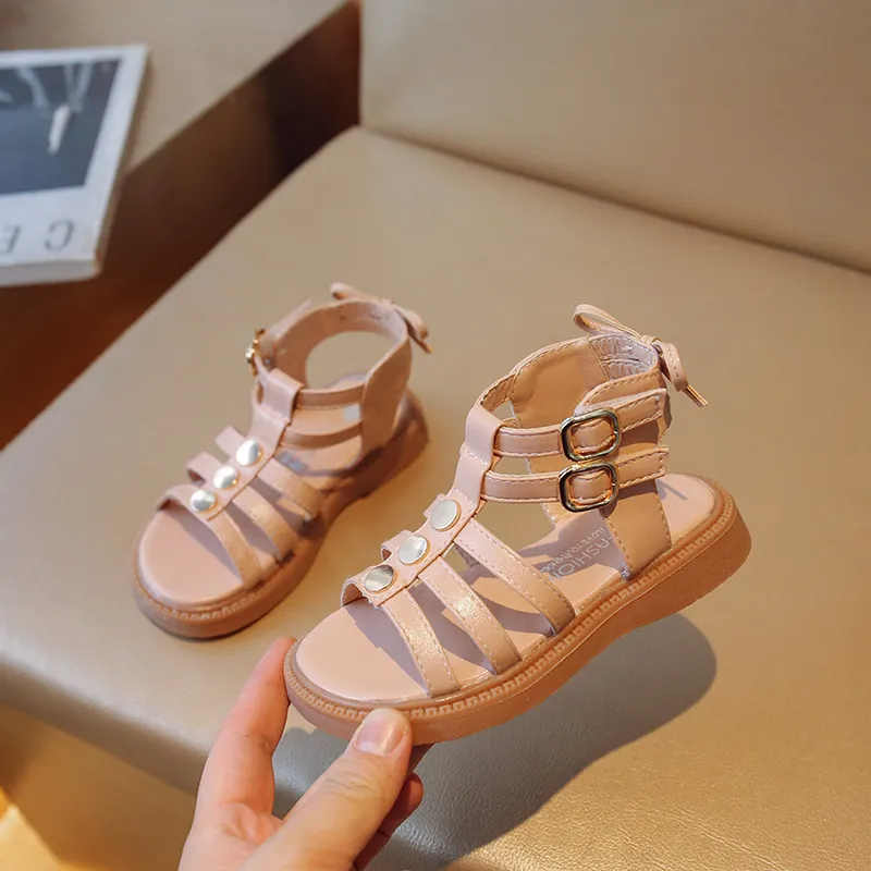 Children Kids Baby Fashion Girls Soft Bottom Open Toe Buckle Ankle Strap Sandals Shoes