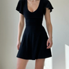 Elegant Women Fashion Spring Solid Color Short Sleeve Office Chic Midi Dress