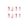 ( Buy 1 Get 2 ) Women Fashion Mid Length Pink Glitter Bevel Edge White Snowflake Wearable False Nails