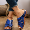 Women Fashion Casual Plus Size Snake Pattern Hollow Round Toe PU Slippers