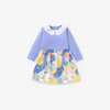 Kids Toddler Big Girls Spring Autumn Fashion Casual Cute Solid Color Tiny Flower Ruffled Long Sleeve Dress