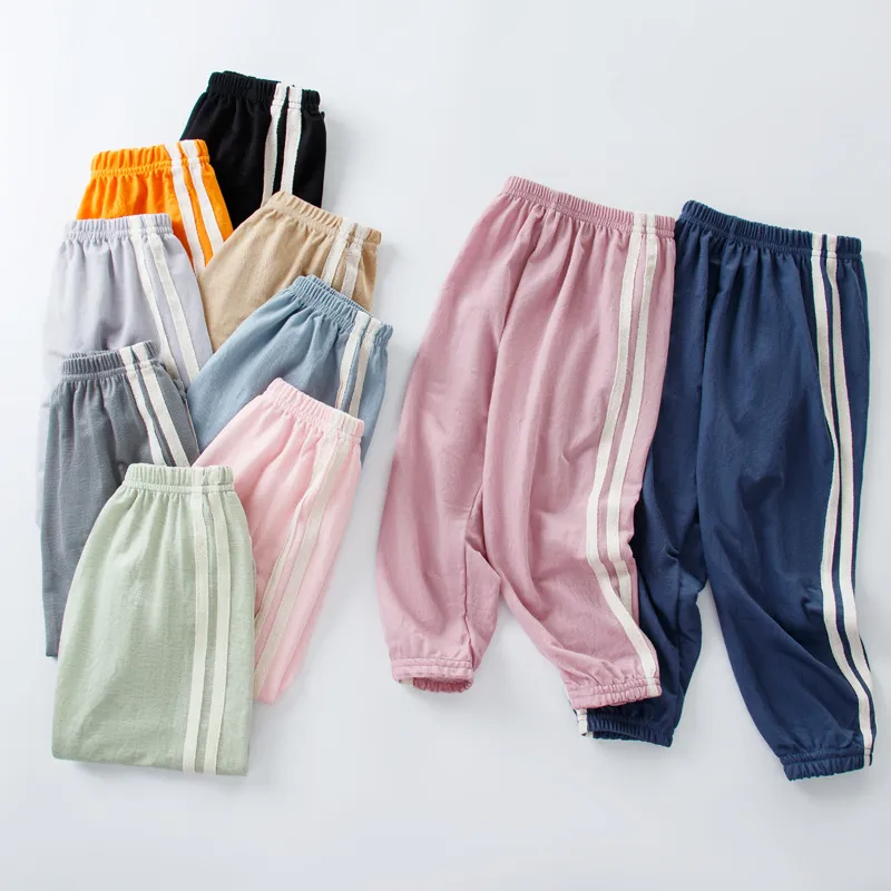 Kids Basic Striped Elastic Loose Casual Pants