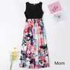 Fashion Summe Rvacation Floral Print Mother And Daughter Splicing Maxi Family Dress
