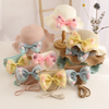 Fashion Bow Design Kids Girls Straw Woven Hat And Bag Set