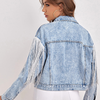 Women Fashion Casual Tassel Denim Jacket