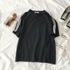 Women Casual Sports Athleisure Striped Short Sleeve T-Shirt And Shorts Student Set