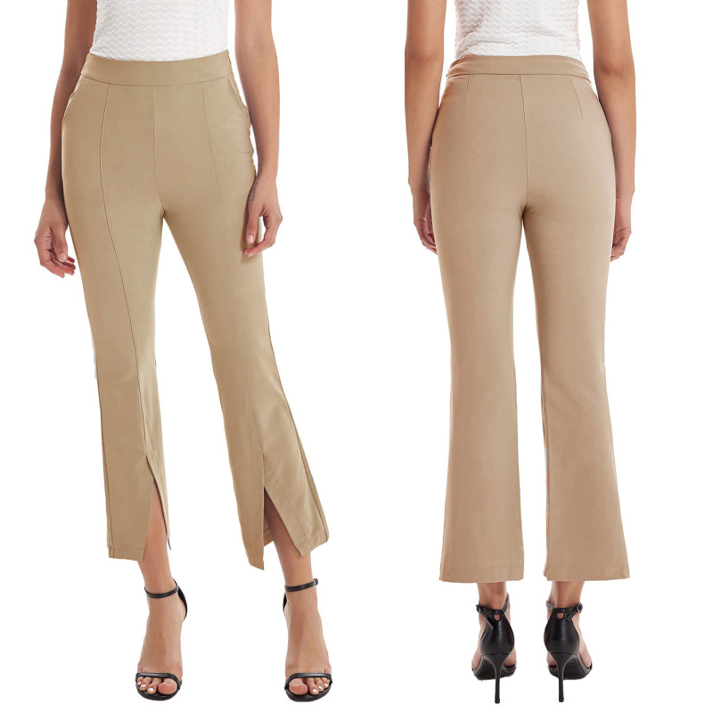 Women'S Fashion Casual Slit High-Waist Flared Suit Pants