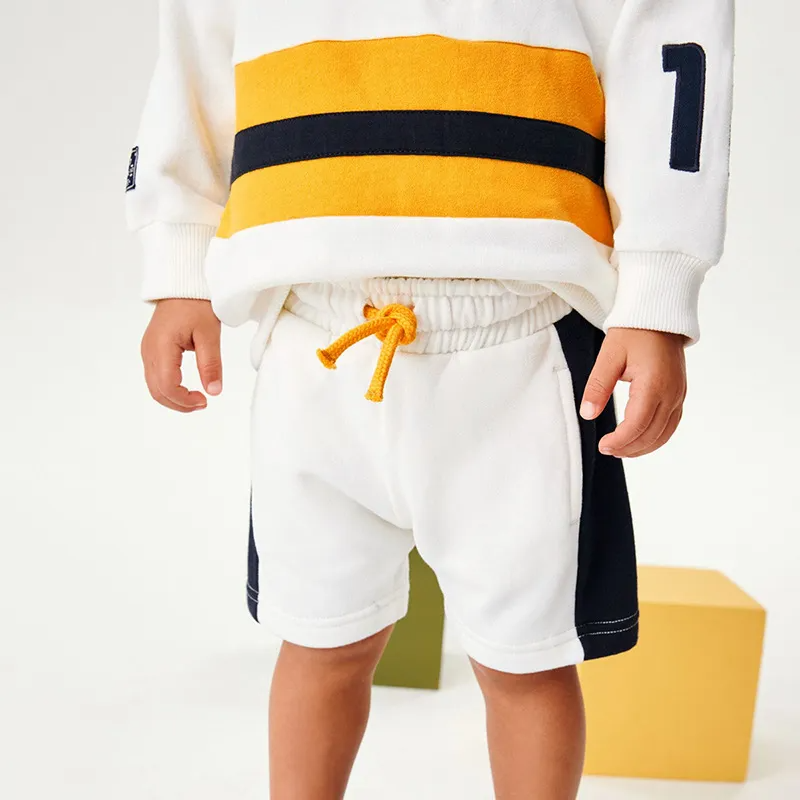 Kids Toddler Big Boys Spring Autumn Fashion Casual Cute Color-Matching Long Sleeve Round Neck Zipper Sweatshirts Shorts Set