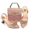 Women Fashion Pointed Toe Rhinestone High Heel Sandals With Evening Bag Set