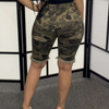 Women High-Waisted Worn Design Camouflage Print Denim Shorts