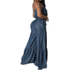 Women Fashion Loose Strapless Denim Jumpsuit