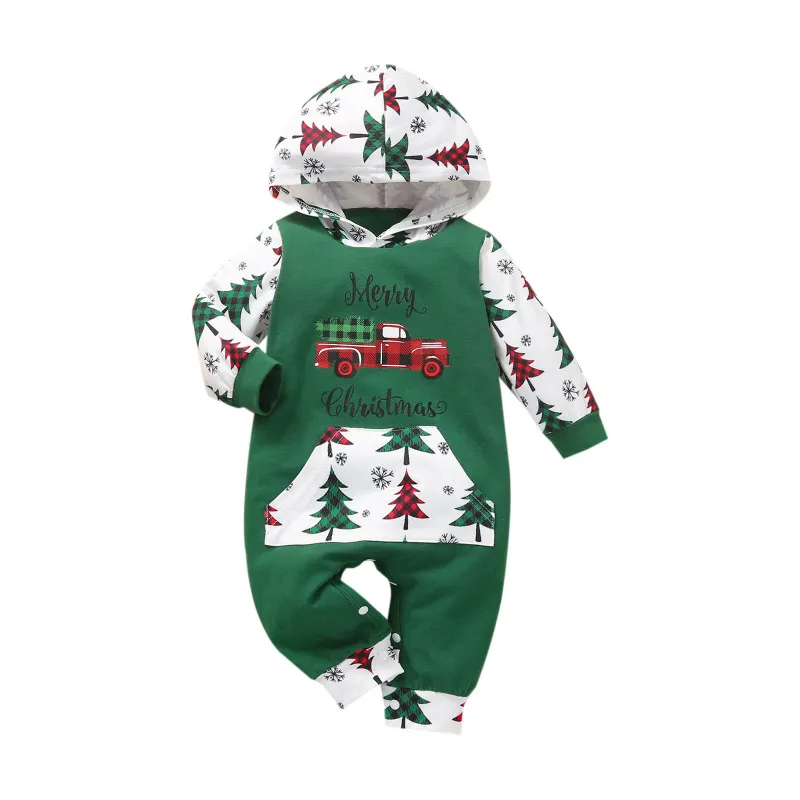 (Buy 1 Get 2) Kids Baby Boys Girls Fashion Casual Cute Christmas Long Sleeve Trousers Hooded Romper