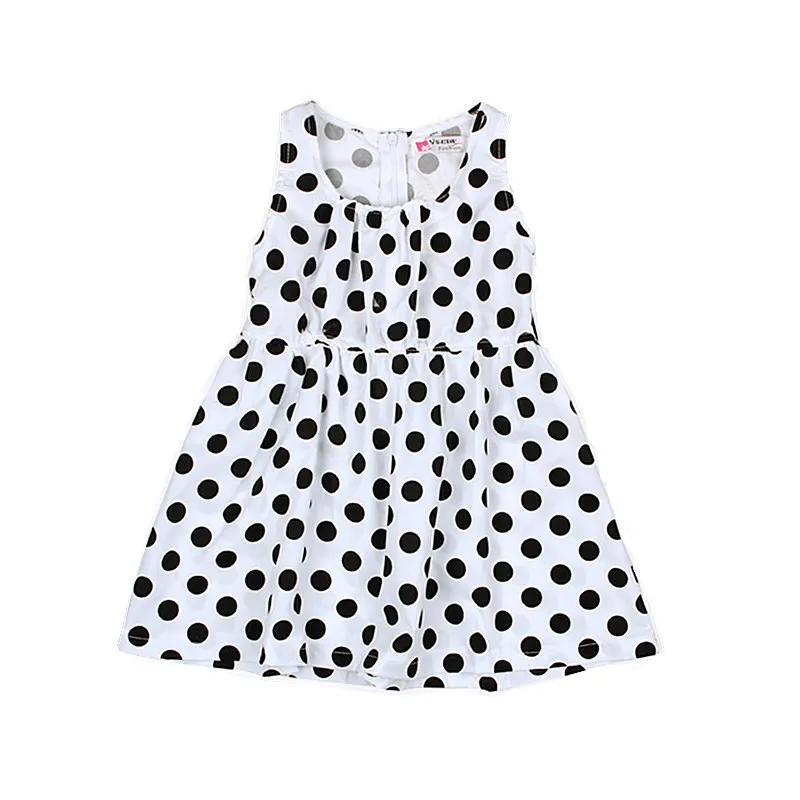 Children Kids Baby Fashion Girls Sleeveless Polka Dot Tie Bow Dress