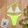 Women'S Fashion Sexy Neon Green Triangle Cup Bikini Swimsuit Two-Piece Set