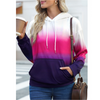 2 Pieces Women'S Autumn/Winter Gradient Print Kangaroo Pocket Hoodie Sweatshirt