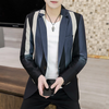 New Fashion Color Blocking Men Slim Fit Casual Lapel Long Sleeve Blazer