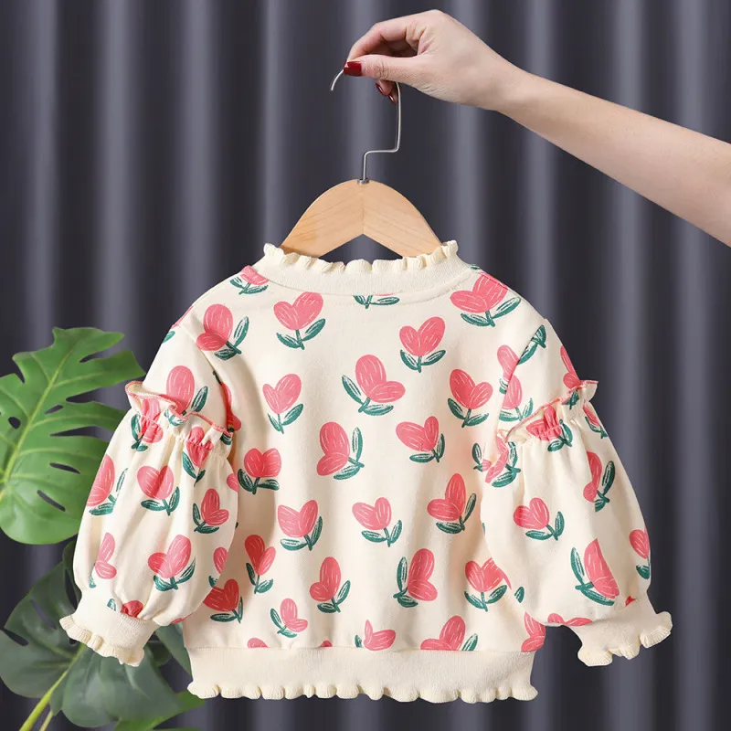 Children Kids Baby Fashion Girls Long Sleeve Fruit Print Sweatshirt