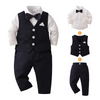 Kids Toddler Boys Spring Autumn Fashion Casual British Style Bow Waistcoat Shirt Trousers Boys Party Clothing Set