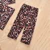 Children Kids Toddlers Girls Leopard Print V-Neck Long-Sleeved Tops And Pants 2pcs Pajamas Set