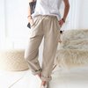 Women Summer Loose Casual Solid Color Pocket Wide Leg Pants