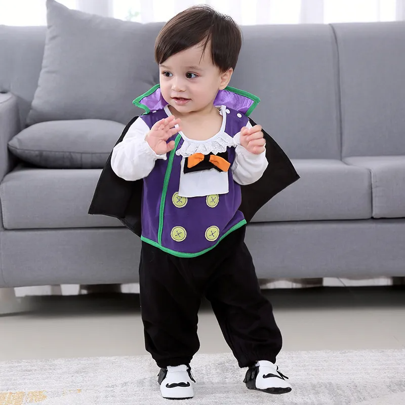 Kids Baby Girls Boys Autumn Winter Fashion Casual Cute Halloween Bow Vampire Round Neck Bodysuit Set