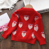 Children Kids Toddlers Girls Long Sleeve Cute Cartoon Fruit Pattern Knitted Cardigan