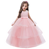 Kids Toddler Big Girls Fashion Party Cute Sweet Floral Solid Color Pearl Pleated Sleeveless Mesh Party Tutu Dress