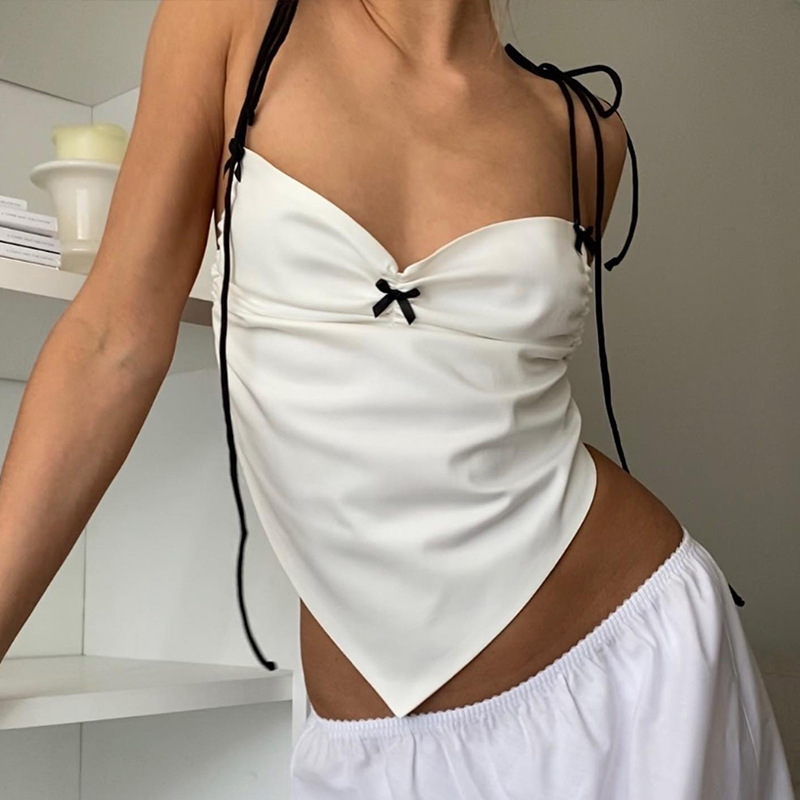 Summer Women Fashion Strap Sexy Backless Irregular Crop Top