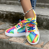 Women Fashion Casual Plus Size Graffiti Lace-Up Sneakers