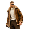 Men Autumn Winter Fashion Casual Simple Solid Color Frock Single-Breasted Large Lapel Zipper Plus Size Jacket Coat