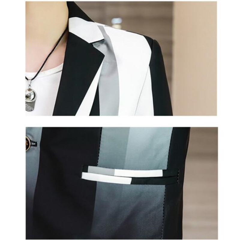 New Fashion Color Blocking Men Slim Fit Casual Lapel Long Sleeve Blazer