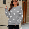 Winter Valentine'S Day Love Heart Print Pullover Women Knitted Sweater