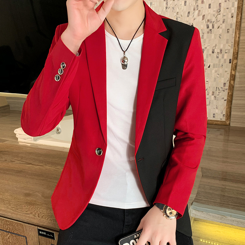 New Style Fashion Men Slim Fit Leisure Plaid Pattern One Button Blazers