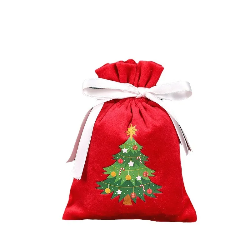 (Buy 1 Get 2)  Santa Claus Christmas Tree Snowman Drawstring Candy Gift Bag 4-Pack