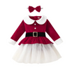 Kids Toddler Girls Fashion Casual Christmas Lapel Long Sleeve Mesh Dress