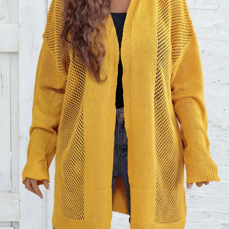 Women Fashion Casual Knitted Hollow Cardigan Long Sleeve Jacket