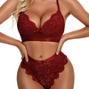 Women Sexy High Elastic Mesh See-Through Fashion Lace Patchwork Bra And Panty Set