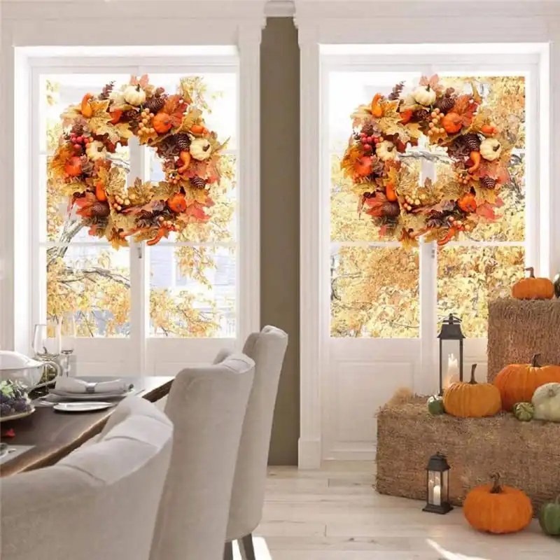 Pumpkin Maple Leaf Decoration Christmas Wall Hanging Wreath