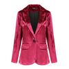 Women Fashion Casual Gold Velvet Long Sleeve Blazer Coat