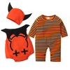 Kids Baby Girls Boys Autumn Winter Fashion Casual Cute Halloween Stripe Pumpkin Pattern Romper Set