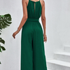 Women Solid Color Halterneck Strappy Jumpsuit