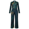 Women Printed Long Sleeve Lapel Loose Casual Jumpsuit